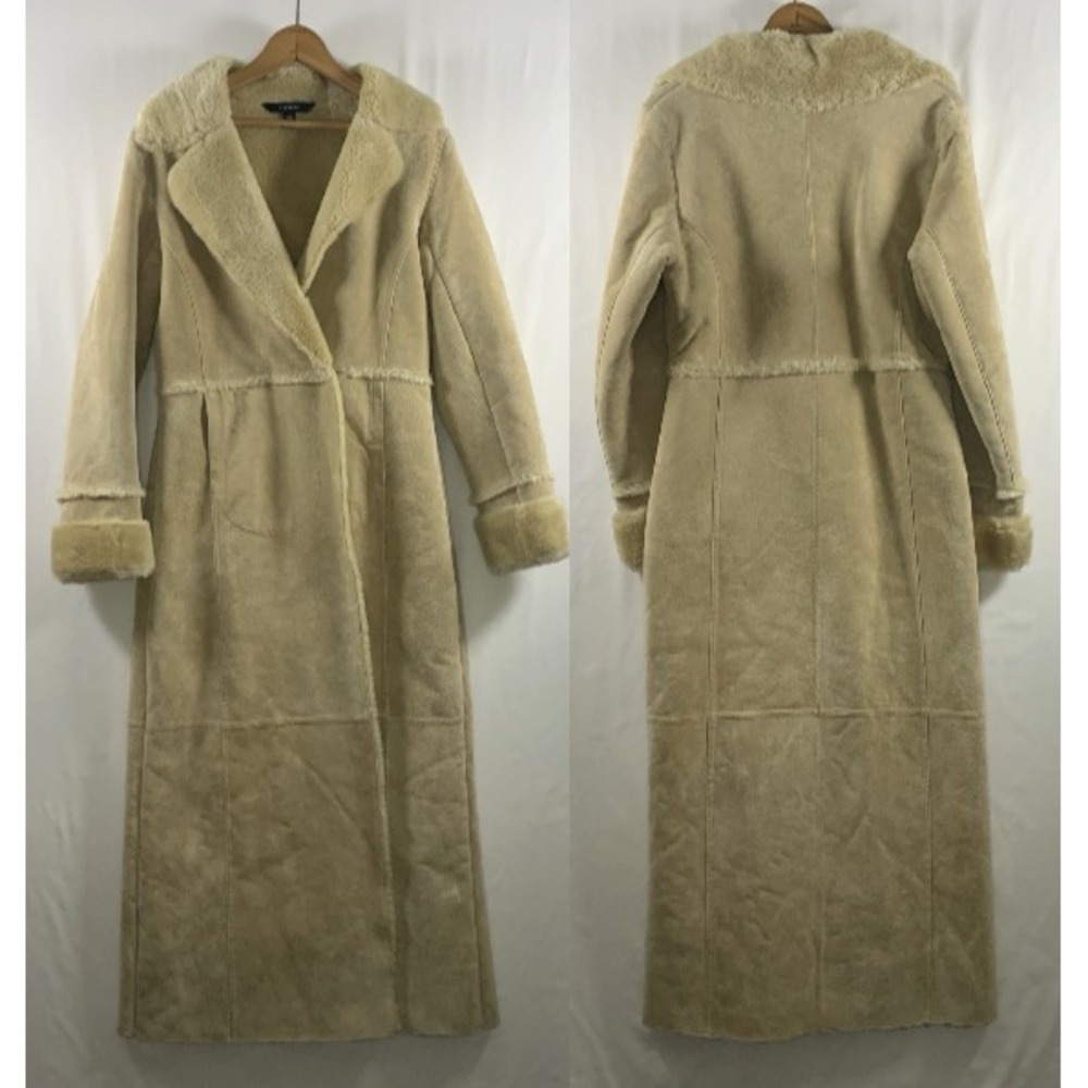 VTG Y2K Womens Suede Penny Lane Long Coat Small Boho Retro 70s Faux Shearling